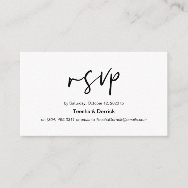 Modern black casual elegance font, Wedding RSVP Enclosure Card (Front)