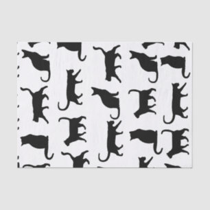 Modern Black Cats Silhouette Pattern Tissue Paper