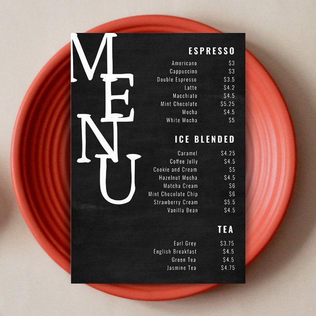 Modern Black Chalkboard Bar Menu Petite Paper Co. (Creator Uploaded)