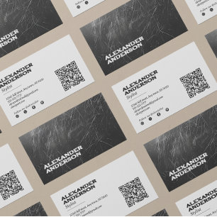 Modern Black Charcoal Scribble Professional Business Card