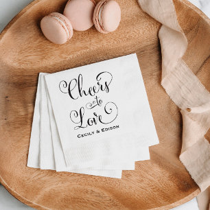 Modern Black Cheers to Love Wedding Napkin