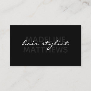 Modern Black Chic Hair Stylist Script Name Stylish Business Card
