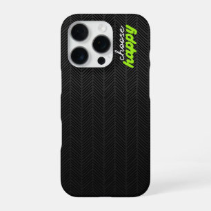 Modern Black Choose Happy iPhone 16 Pro Case