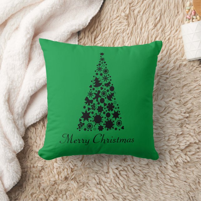 Modern Black Christmas Tree Cushion (Blanket)