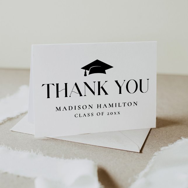 Modern Black Class of 2025 Graduation Thank You Card (Creator Uploaded)
