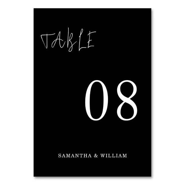 Modern Black Classic Photo Wedding Table Number (Back)