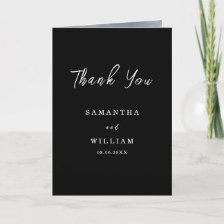 Modern Black Classic Photo Wedding Thank You Card