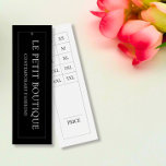 Modern Black Clothing Size Chart Swing Price  Tag<br><div class="desc">This black clothing swing tag is a great choice for your clothing boutique. Add your business name and a short tagline. A chic modern font has been selected, but edit the style to suit your brand. On the reverse, you have the popular sizes for the US clothing market ranging from...</div>