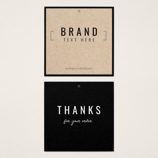 Modern Black Clothing Thanks Hang Tags (Front & Back)