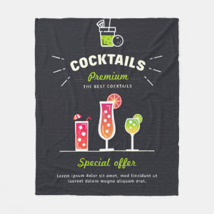 Modern black cocktail fleece blanket