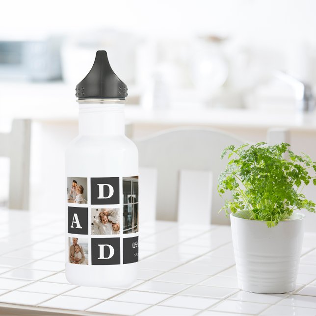  Modern Black | Collage Photo | Dad Best Gift  532 Ml Water Bottle (Creator Uploaded)