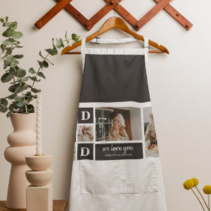 Modern Black   Collage Photo   Dad Best Gift  Apron