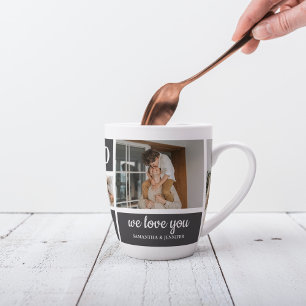 Modern Black Collage Photo Dad Best Gift Latte Mug