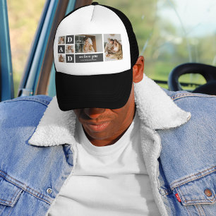 Modern Black Collage Photo Dad Best Gift Trucker Hat