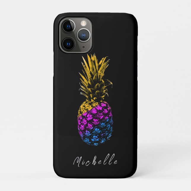 Modern black Colourful Pineapple | Custom Case-Mate iPhone Case (Back)