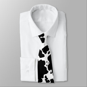 Modern Black Cow Skin Animal Print Tie