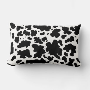 Modern Black Cow Skin Print Lumbar Cushion