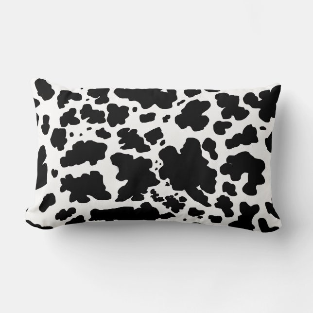 Modern Black Cow Skin Print Lumbar Cushion (Front)