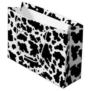 Modern Black Cow Skin Texture Animal Print  Large Gift Bag