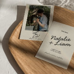 Modern Black Cream Whimsical Retro Photo Wedding Save The Date<br><div class="desc">This modern & retro funky minimalist Wedding Save The Date Template is great for you. If you are looking for a pretty, elegant and easy to customise Wedding Save The Date Template .A very elegant simple and cream with black french script wedding save the date. Which features minimal black whimsical...</div>