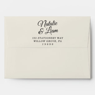 Modern Black & Creamy Fun Retro Funky Wedding Envelope