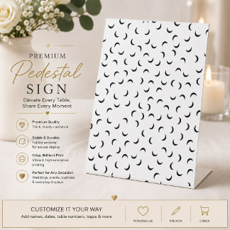 Modern Black Crescent Pattern Pedestal Sign