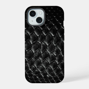 Modern Black Crocodile iPhone 15 Case