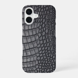Modern Black Crocodile iPhone 16 Case