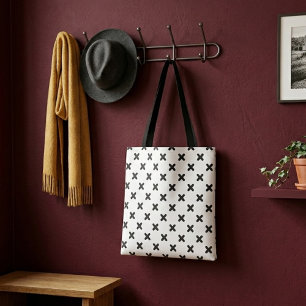 Modern black cross simple shopping bag