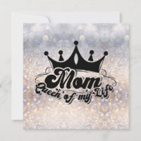 Modern Black Crown, Mum Queen of my life Card