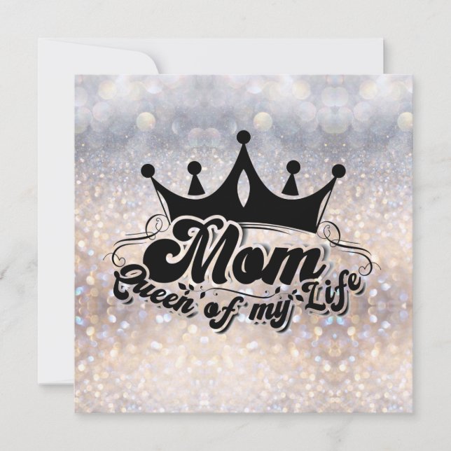 Modern Black Crown, Mum Queen of my life Card (Front)