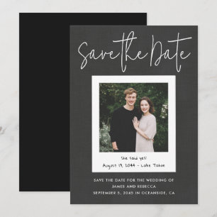 Modern Black Custom Engagement Photo Save the Date Invitation