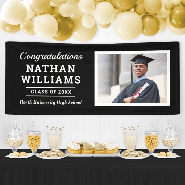 Modern Black Custom Graduation Photo Banner (Creator Uploaded)