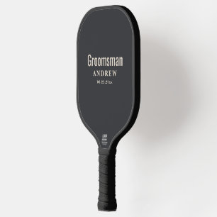 Modern Black Custom Groom Squad Pickleball Paddle