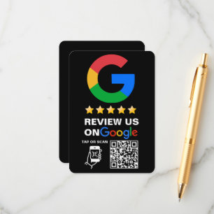 Modern Black Custom Logo and QR Code Google Review Enclosure Card