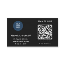 Modern Black Custom Logo QR Code Business Card