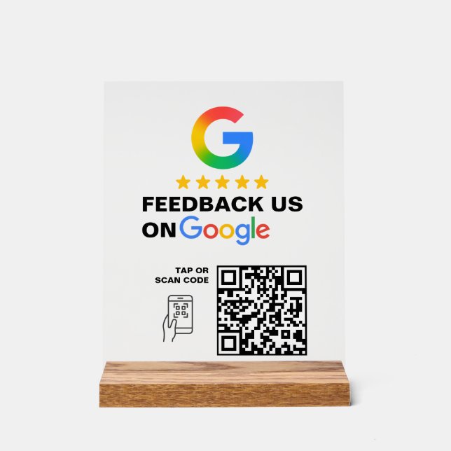 Modern Black Custom Logo QR Code Review Sign (Front)