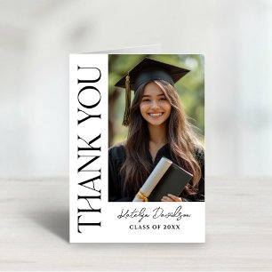 Modern Black Custom Photo Graduation Thank You Card