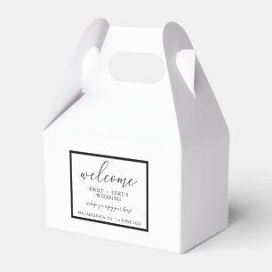 Modern Black Custom Wedding Welcome Gable  Favour Box