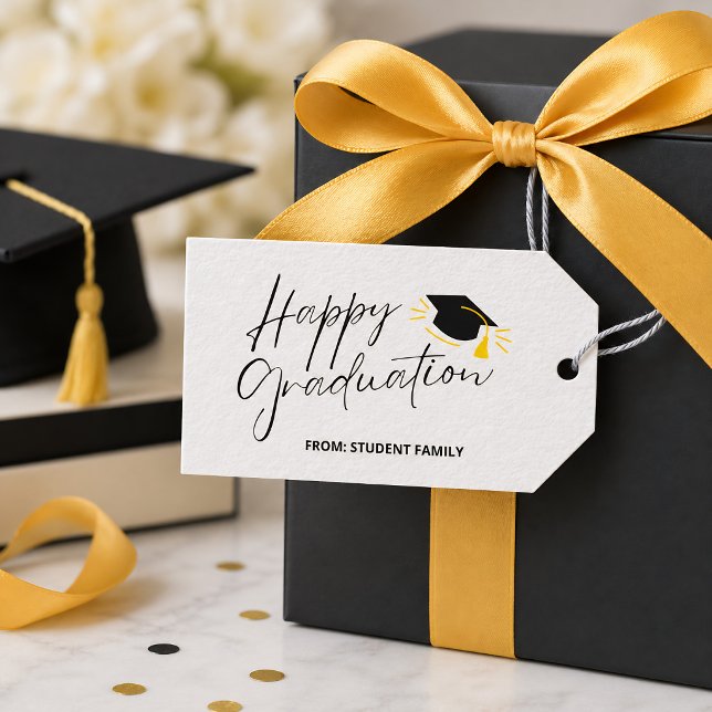 Modern Black Customisable Graduation Gift Tag (Creator Uploaded)