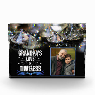Modern Black Cute Grandfather Grandpa 1-Photo Photo Block