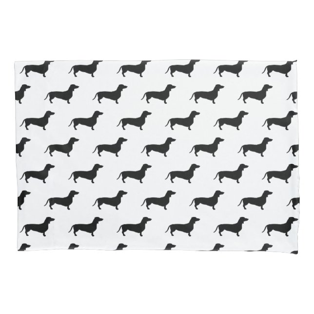 Modern Black Dachshunds Pillowcase (Front)