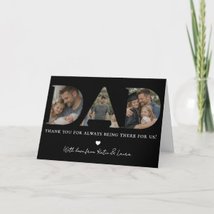 Modern Black Dad Photo Collage Father Day Gift Card