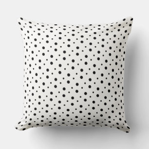 Modern Black Dalmatian Spots on White Cushion