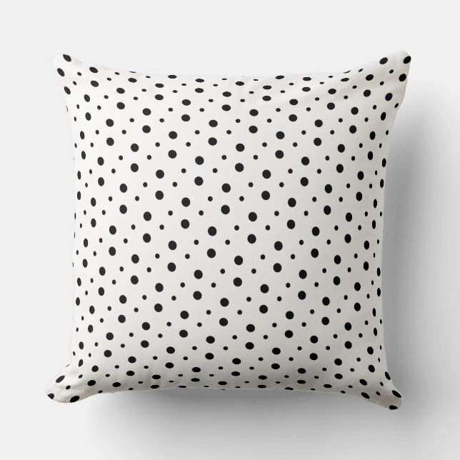 Modern Black Dalmatian Spots on White Cushion (Front)