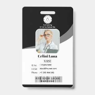 Modern Black Design with EMT Barcode Integration ID Badge