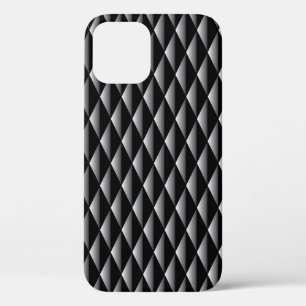 Modern Black Diamond Geometric Pattern iPhone 12 Case