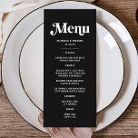 Modern Black Disco Wedding Menu<br><div class="desc">The perfect touch for an all black wedding or black wedding theme. This menu beautifully complements a black and white wedding theme, adding a classy and sophisticated touch to any black and white wedding. Ideal for a black and white wedding theme classy affair, this menu also fits seamlessly into a...</div>