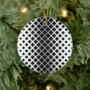 Modern Black Dissolving Square Block Pattern Ceramic Ornament