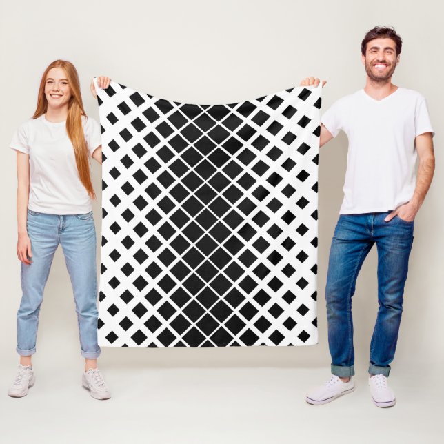 Modern Black Dissolving Square Block Pattern Fleece Blanket (In Situ)